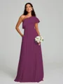 A-Line/Princess One-Shoulder Floor-Length Sleeveless Chiffon Bridesmaid Dress