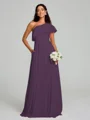 A-Line/Princess One-Shoulder Floor-Length Sleeveless Chiffon Bridesmaid Dress