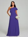 A-Line/Princess One-Shoulder Floor-Length Sleeveless Chiffon Bridesmaid Dress