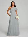 A-Line/Princess One-Shoulder Floor-Length Sleeveless Chiffon Bridesmaid Dress