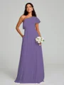 A-Line/Princess One-Shoulder Floor-Length Sleeveless Chiffon Bridesmaid Dress