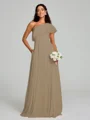 A-Line/Princess One-Shoulder Floor-Length Sleeveless Chiffon Bridesmaid Dress