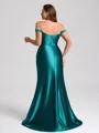 Sheath Off-the-Shoulder Pleated Floor-Length Plus Size Bridesmaid Dress