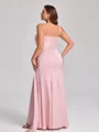 Sheath One-Shoulder Pleated Floor-Length NS Elastic Woven Satin Corset Plus Size Bridesmaid Dress