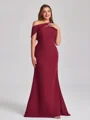 Sheath Scoop Sweep Train Stretch Crepe Plus Size Bridesmaid Dress