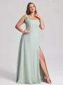 A-line Straps Bow Floor-Length Chiffon Corset Plus Size Bridesmaid Dress