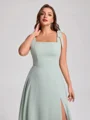 A-line Straps Bow Floor-Length Chiffon Corset Plus Size Bridesmaid Dress