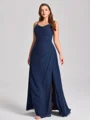 Sheath Spaghetti Straps Pleated Floor-Length Chiffon Corset Plus Size Bridesmaid Dress
