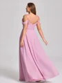 A-line Cold Shoulder Pleated Floor-Length Chiffon Corset Plus Size Bridesmaid Dress