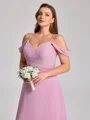 A-line Cold Shoulder Pleated Floor-Length Chiffon Corset Plus Size Bridesmaid Dress