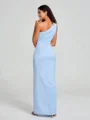 Sheath/Column One-Shoulder Floor-Length Sleeveless Charmeuse Bridesmaid Dress