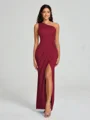 Sheath/Column One-Shoulder Floor-Length Sleeveless Charmeuse Bridesmaid Dress