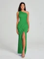 Sheath/Column One-Shoulder Floor-Length Sleeveless Charmeuse Bridesmaid Dress