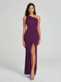 Sheath/Column One-Shoulder Floor-Length Sleeveless Charmeuse Bridesmaid Dress