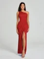 Sheath/Column One-Shoulder Floor-Length Sleeveless Charmeuse Bridesmaid Dress