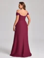 Sheath Off-the-Shoulder Pleated Floor-Length Chiffon Corset Plus Size Bridesmaid Dress