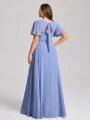 A-line V-neck Short Sleeves Pleated Floor-Length Chiffon Corset Plus Size Bridesmaid Dress
