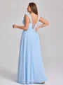 A-line Square Pleated Floor-Length Chiffon Corset Plus Size Bridesmaid Dress
