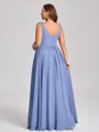A-line V-neck Pleated Floor-Length Chiffon Plus Size Bridesmaid Dress