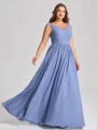 A-line V-neck Pleated Floor-Length Chiffon Plus Size Bridesmaid Dress