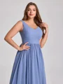 A-line V-neck Pleated Floor-Length Chiffon Plus Size Bridesmaid Dress