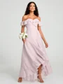 A-Line/Princess Off-the-Shoulder Asymmetrical Sleeveless Chiffon Bridesmaid Dress