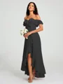 A-Line/Princess Off-the-Shoulder Asymmetrical Sleeveless Chiffon Bridesmaid Dress