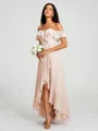 A-Line/Princess Off-the-Shoulder Asymmetrical Sleeveless Chiffon Bridesmaid Dress