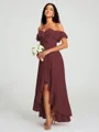 A-Line/Princess Off-the-Shoulder Asymmetrical Sleeveless Chiffon Bridesmaid Dress