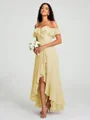 A-Line/Princess Off-the-Shoulder Asymmetrical Sleeveless Chiffon Bridesmaid Dress