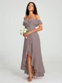 A-Line/Princess Off-the-Shoulder Asymmetrical Sleeveless Chiffon Bridesmaid Dress