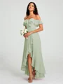 A-Line/Princess Off-the-Shoulder Asymmetrical Sleeveless Chiffon Bridesmaid Dress