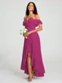 A-Line/Princess Off-the-Shoulder Asymmetrical Sleeveless Chiffon Bridesmaid Dress