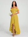 A-Line/Princess Off-the-Shoulder Asymmetrical Sleeveless Chiffon Bridesmaid Dress