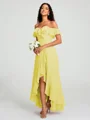 A-Line/Princess Off-the-Shoulder Asymmetrical Sleeveless Chiffon Bridesmaid Dress