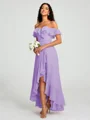 A-Line/Princess Off-the-Shoulder Asymmetrical Sleeveless Chiffon Bridesmaid Dress