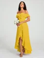 A-Line/Princess Off-the-Shoulder Asymmetrical Sleeveless Chiffon Bridesmaid Dress