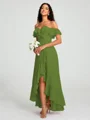 A-Line/Princess Off-the-Shoulder Asymmetrical Sleeveless Chiffon Bridesmaid Dress