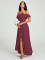 A-Line/Princess Off-the-Shoulder Asymmetrical Sleeveless Chiffon Bridesmaid Dress