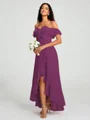 A-Line/Princess Off-the-Shoulder Asymmetrical Sleeveless Chiffon Bridesmaid Dress