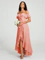 A-Line/Princess Off-the-Shoulder Asymmetrical Sleeveless Chiffon Bridesmaid Dress