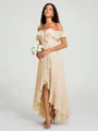 A-Line/Princess Off-the-Shoulder Asymmetrical Sleeveless Chiffon Bridesmaid Dress