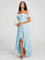 A-Line/Princess Off-the-Shoulder Asymmetrical Sleeveless Chiffon Bridesmaid Dress