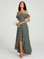 A-Line/Princess Off-the-Shoulder Asymmetrical Sleeveless Chiffon Bridesmaid Dress