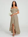 A-Line/Princess Off-the-Shoulder Asymmetrical Sleeveless Chiffon Bridesmaid Dress