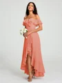 A-Line/Princess Off-the-Shoulder Asymmetrical Sleeveless Chiffon Bridesmaid Dress