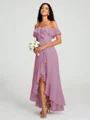 A-Line/Princess Off-the-Shoulder Asymmetrical Sleeveless Chiffon Bridesmaid Dress