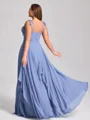 A-line V-neck Ruffles Floor-Length Chiffon Corset Plus Size Bridesmaid Dress