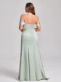 Sheath Pleated Floor-Length Silk Like Satin Corset Convertible Plus Size Bridesmaid Dress