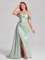 Sheath Pleated Floor-Length Silk Like Satin Corset Convertible Plus Size Bridesmaid Dress